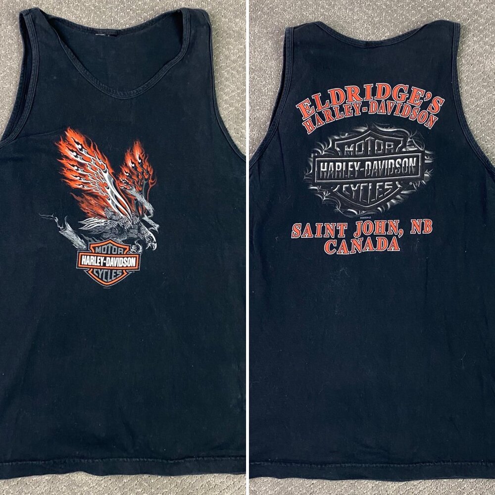 Vintage Harley Davidson Tank Top T Shirt Men's Medium Black 2005 Saint John NB